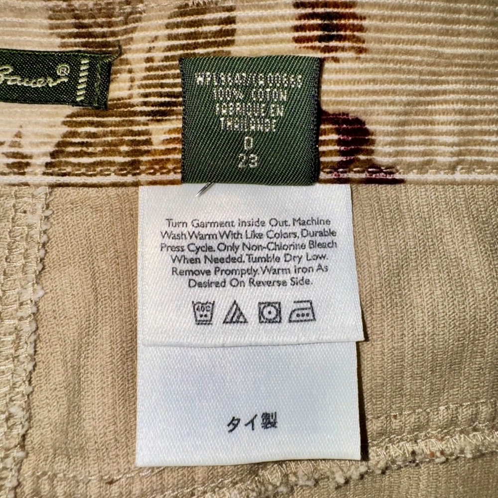 Eddie Bauer Y2K Tan Floral Jeans Style Corduroy Maxi Skirt, Sz 16P - Picture 11 of 14